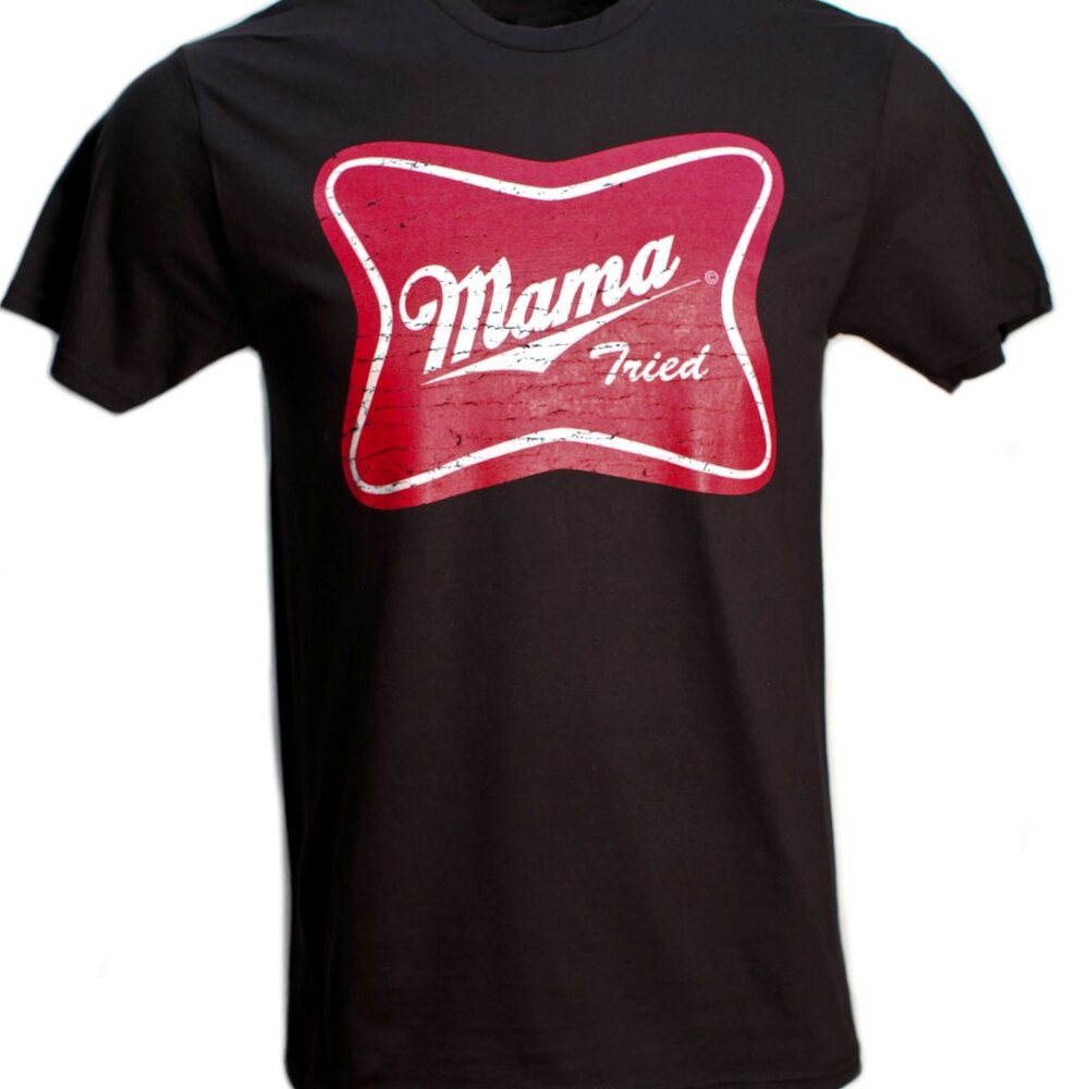 Mama Tried Black Distressed Logo Country Music T-shirt S-3XL